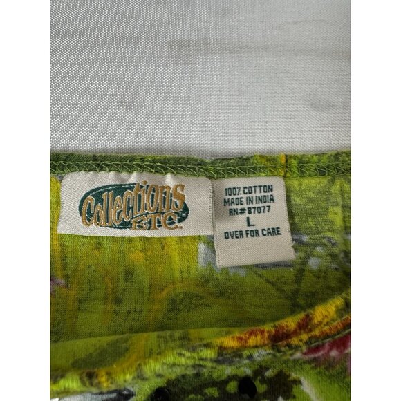 Collections L Vibrant Granny 3/4 Sleeve Barn Birds Floral Sequin Country Grandma - Picture 7 of 10